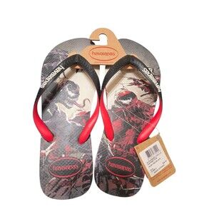 New Havaianas Marvel Venom vs Carnage Black & Red Flip Flops Men's Size 9-10 U.1